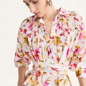 Merlette Crescent Shirt Dress Pink Floral 100% Pima Cotton Size XXS